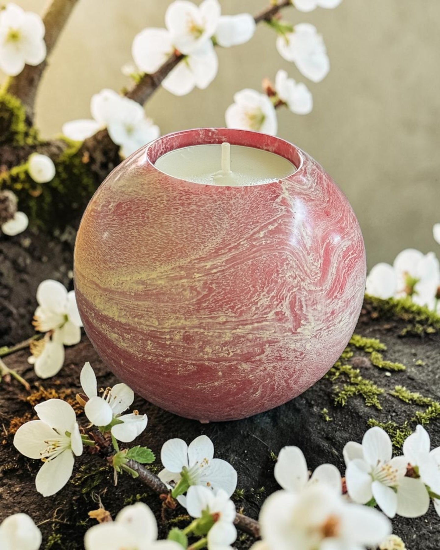 Pink set of 3 candle tealight holders with geode design epoxy resin