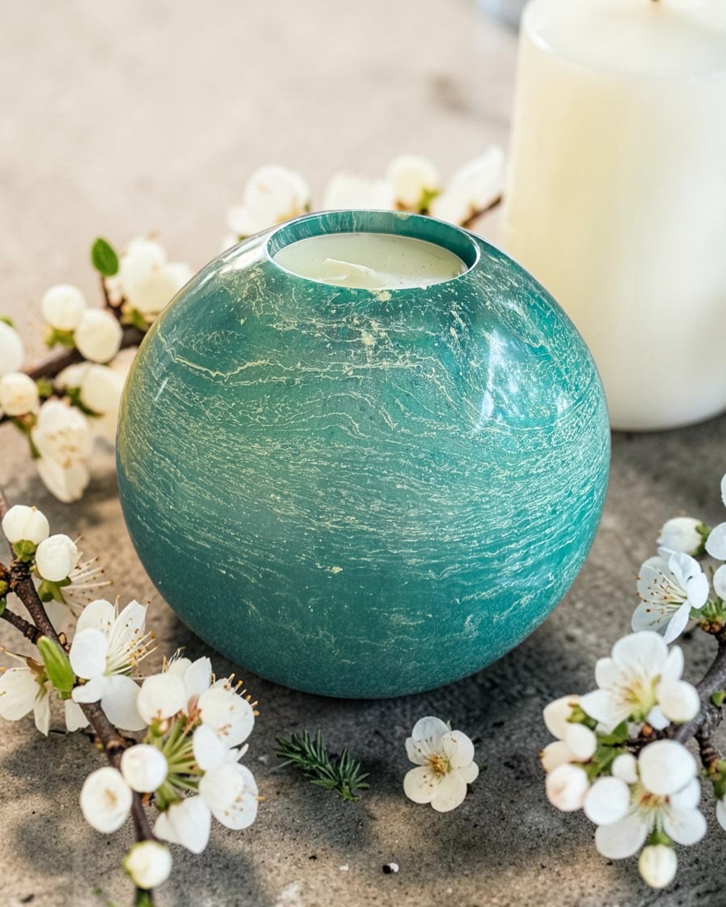 Ocean colors set of 3 candle tealight holders with geode design epoxy resin
