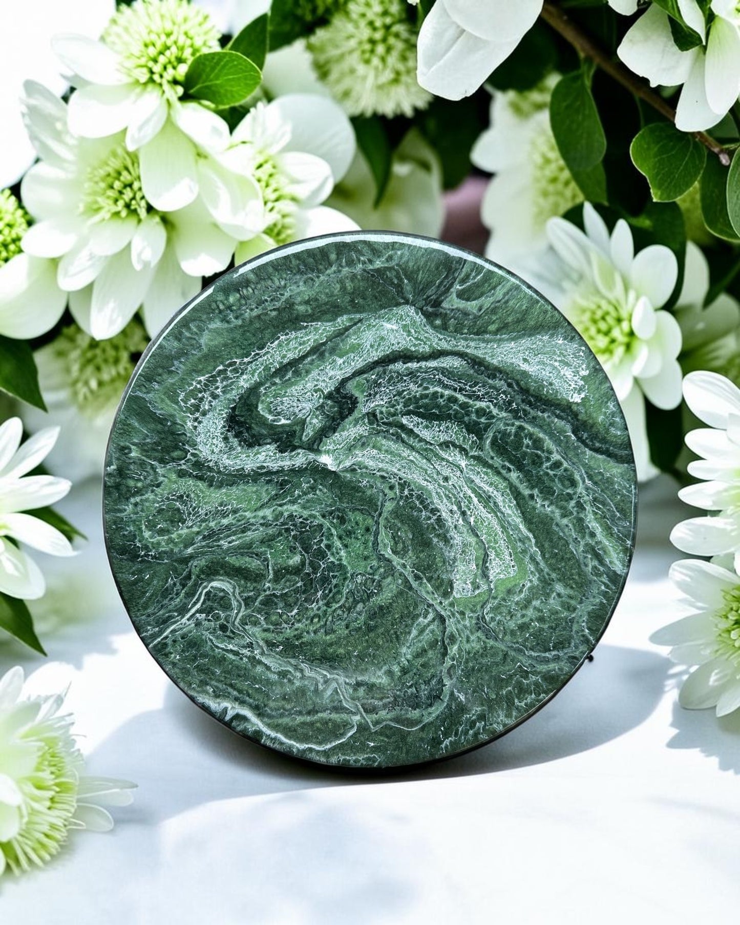 Green Lazy Susan's geode design epoxy resin, 5 sizes
