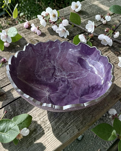 Small Purple bowl, 8x2" geode design epoxy resin
