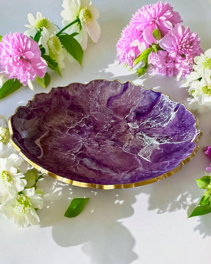 Purple Platter 12" geode design epoxy resin