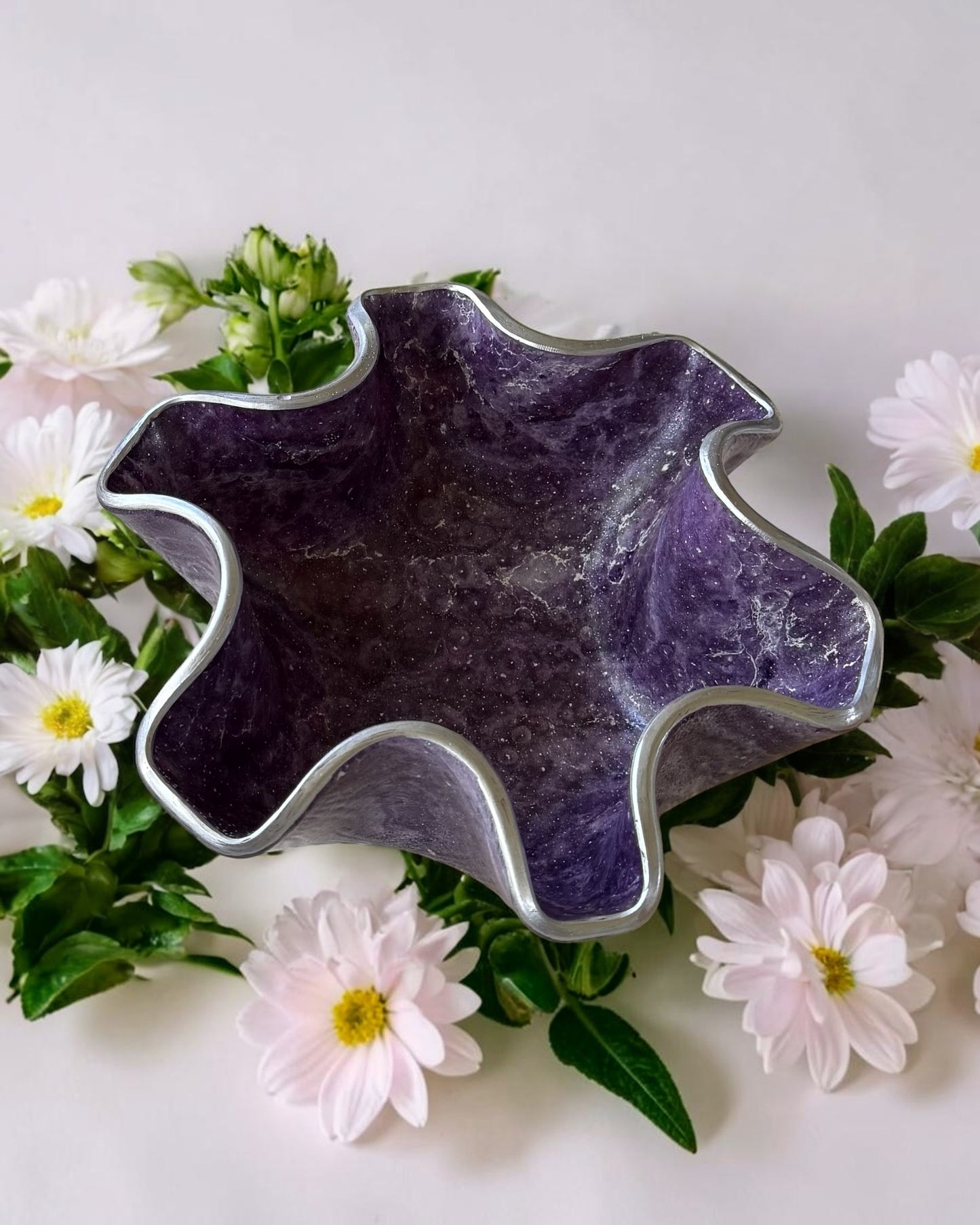 Small Purple bowl, 8x3" geode design epoxy resin