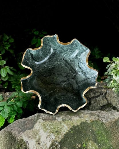 Medium Green bowl, 11x3" geode design epoxy resin