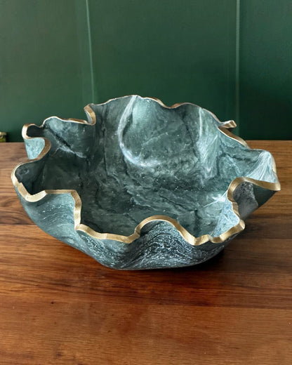 Medium Green bowl, 11x3" geode design epoxy resin