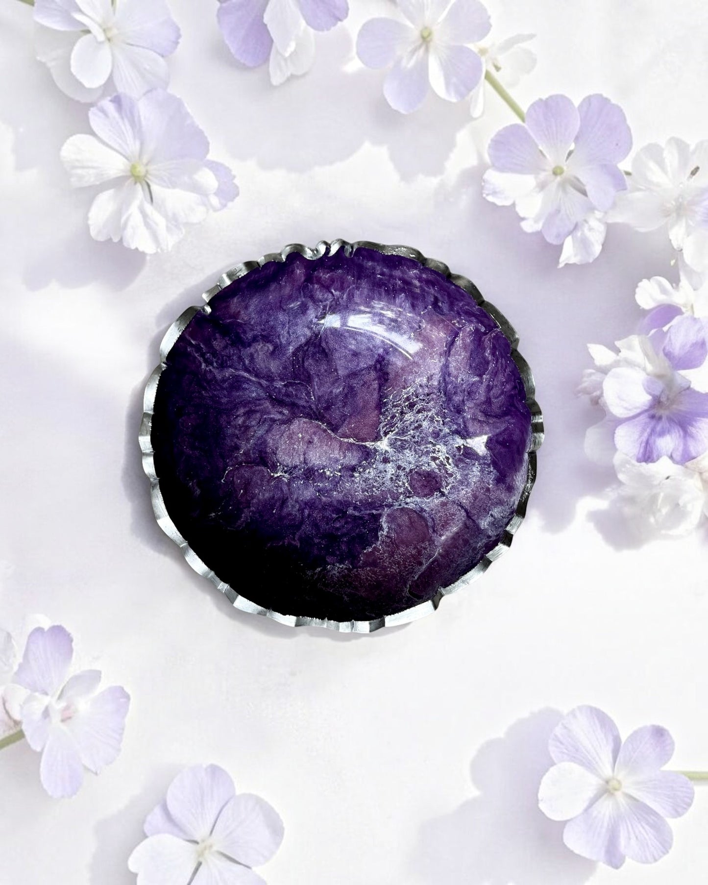 Small Purple bowl, 8x2" geode design epoxy resin