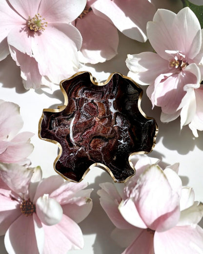 Medium Black, Bronze and Copper bowl, 11x3" geode design epoxy resin