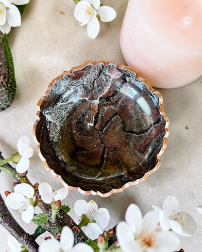 Small Black, Bronze and Copper bowl, 8x2" geode design epoxy resin