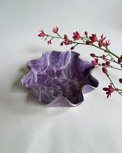 Large Purple bowl, 18x3" geode design epoxy resin