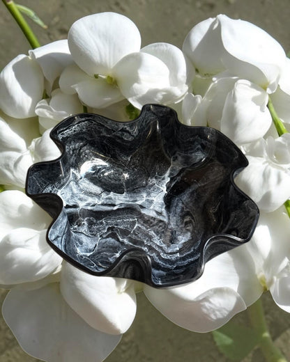 Large Black bowl, 18x3" geode design epoxy resin