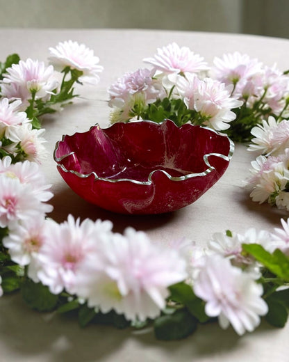 Medium Pink bowl, 11x3" geode design epoxy resin