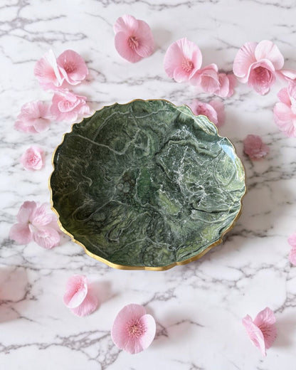 Green Platter 12" geode design epoxy resin