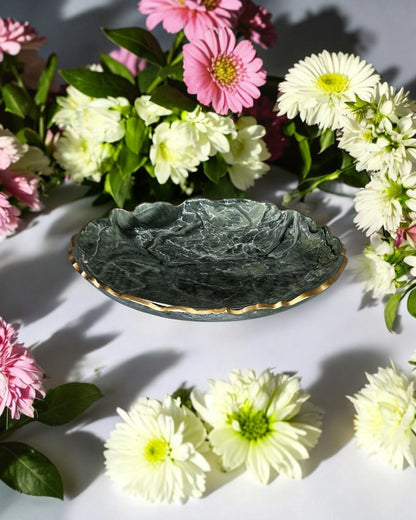 Green Platter 12" geode design epoxy resin
