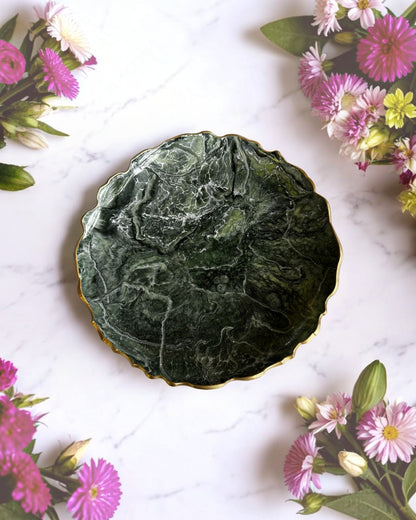 Green Platter 12" geode design epoxy resin