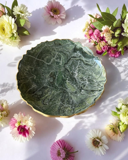 Green Platter 12" geode design epoxy resin