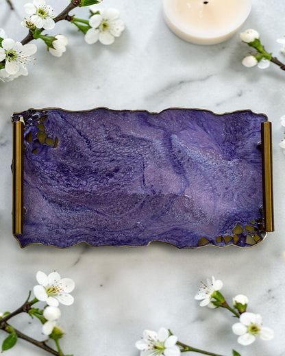 Purple tray handmade epoxy resin geode design