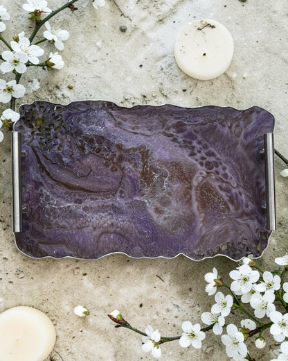 Purple and Brown tray handmade epoxy resin geode design