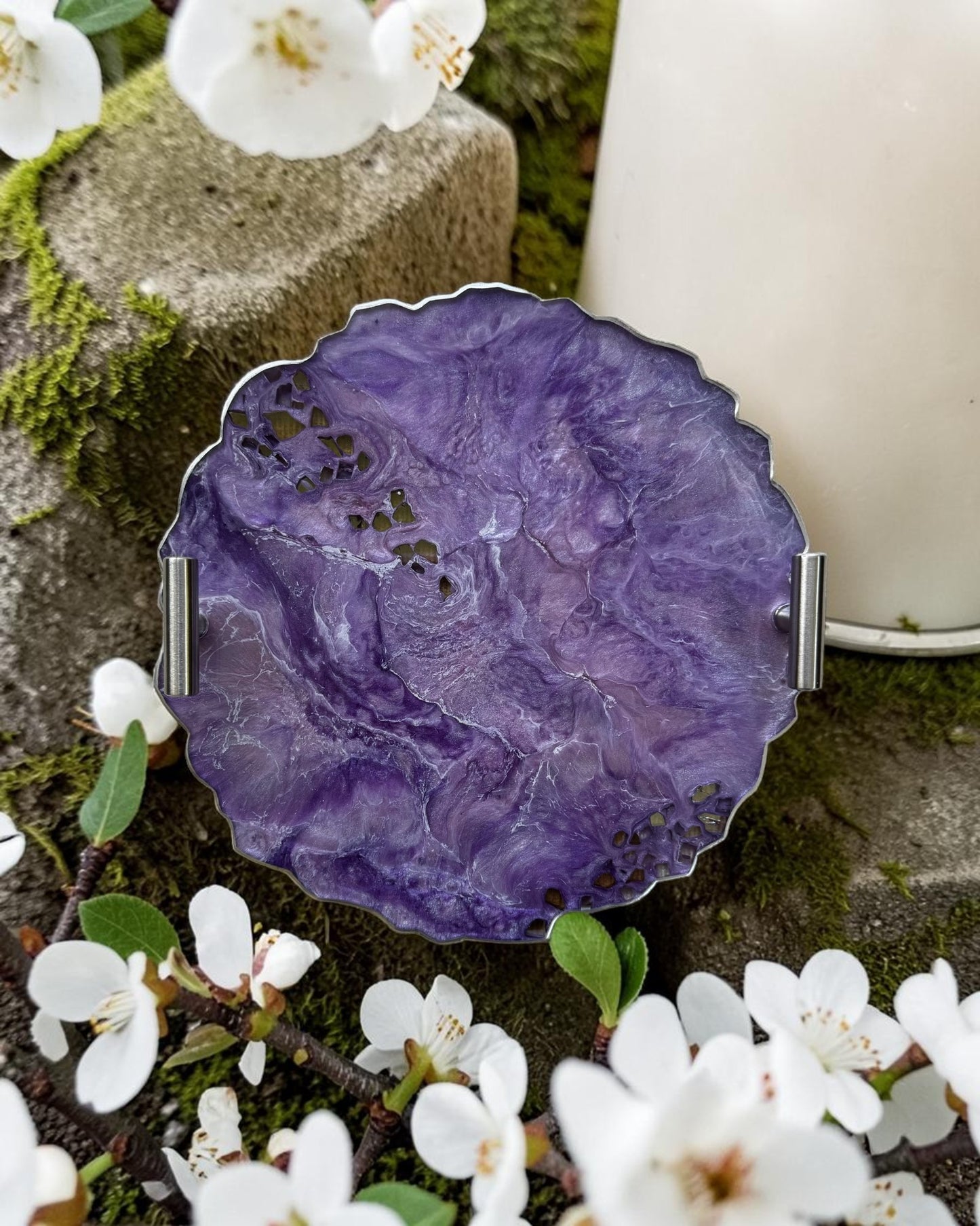 Purple tray handmade epoxy resin geode design
