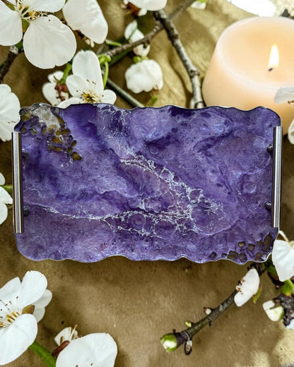 Purple tray handmade epoxy resin geode design