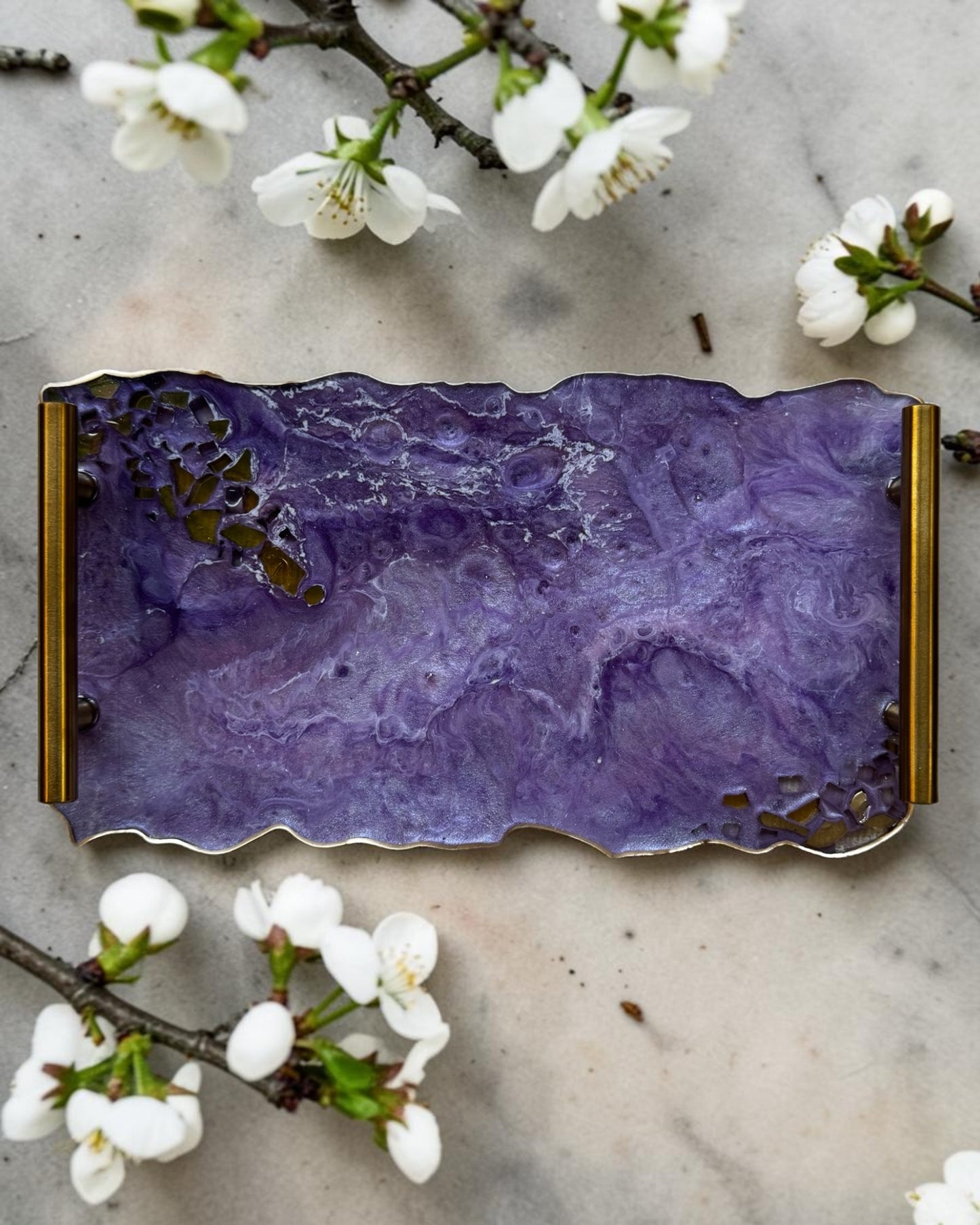 Purple tray handmade epoxy resin geode design