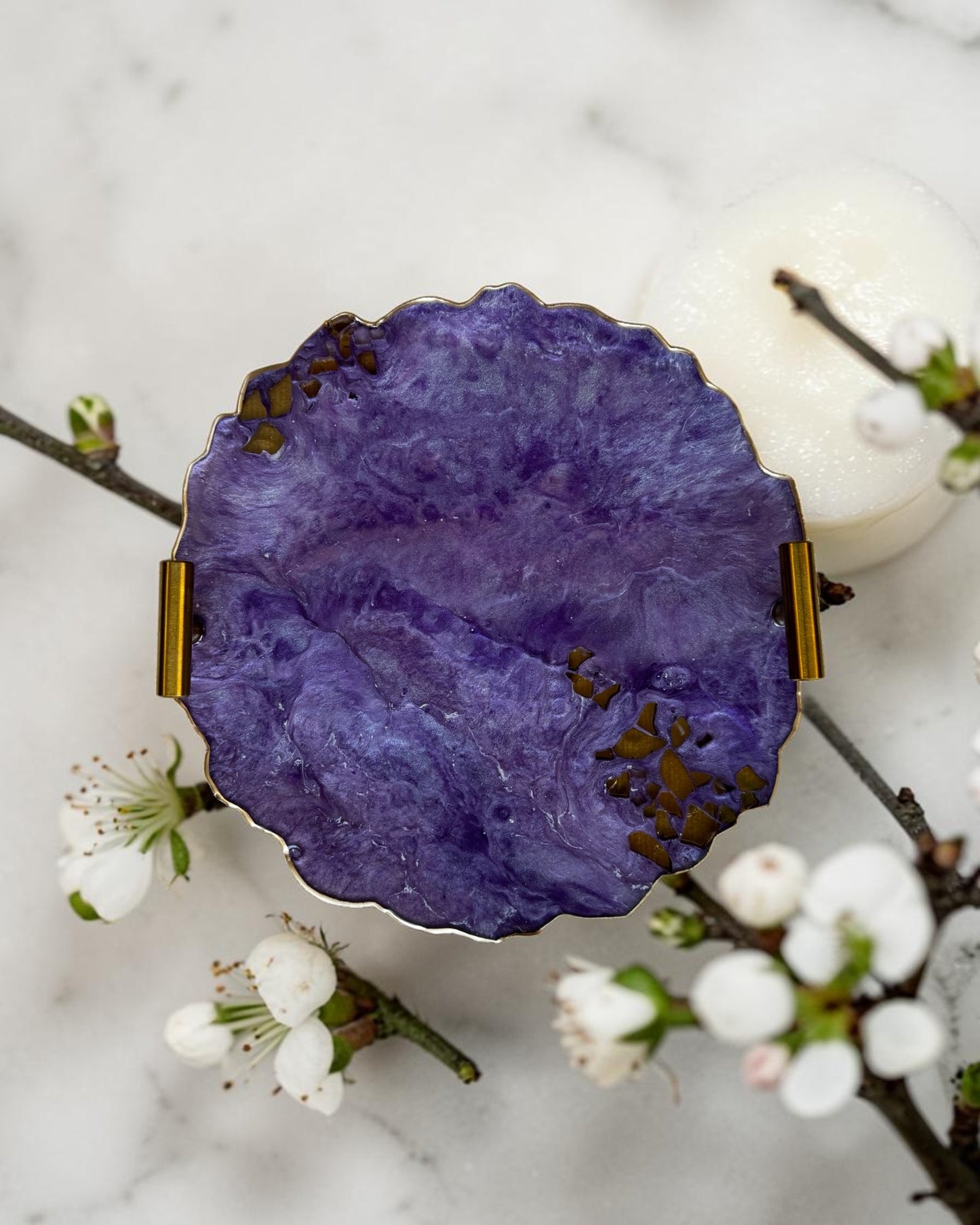 Purple tray handmade epoxy resin geode design