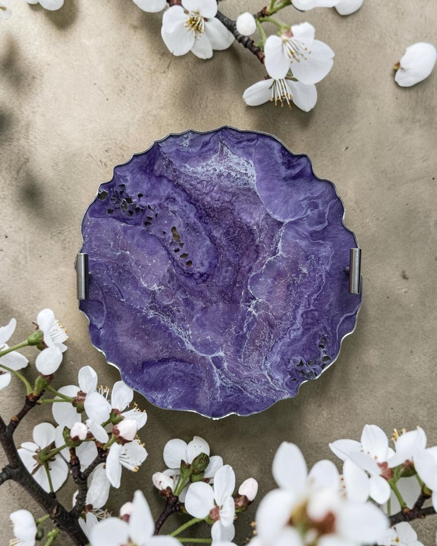 Purple tray handmade epoxy resin geode design