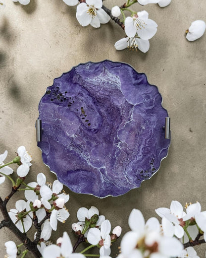 Purple tray handmade epoxy resin geode design