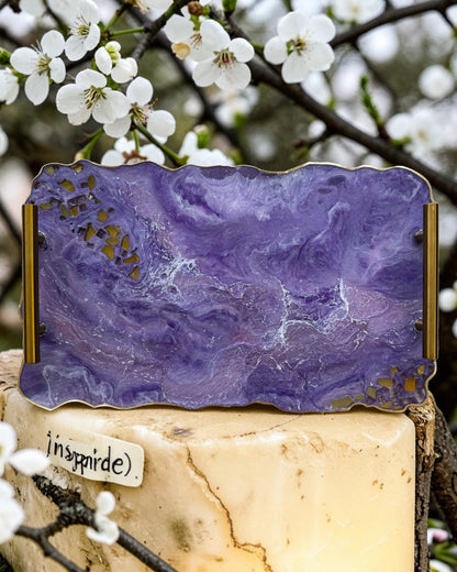 Purple tray handmade epoxy resin geode design