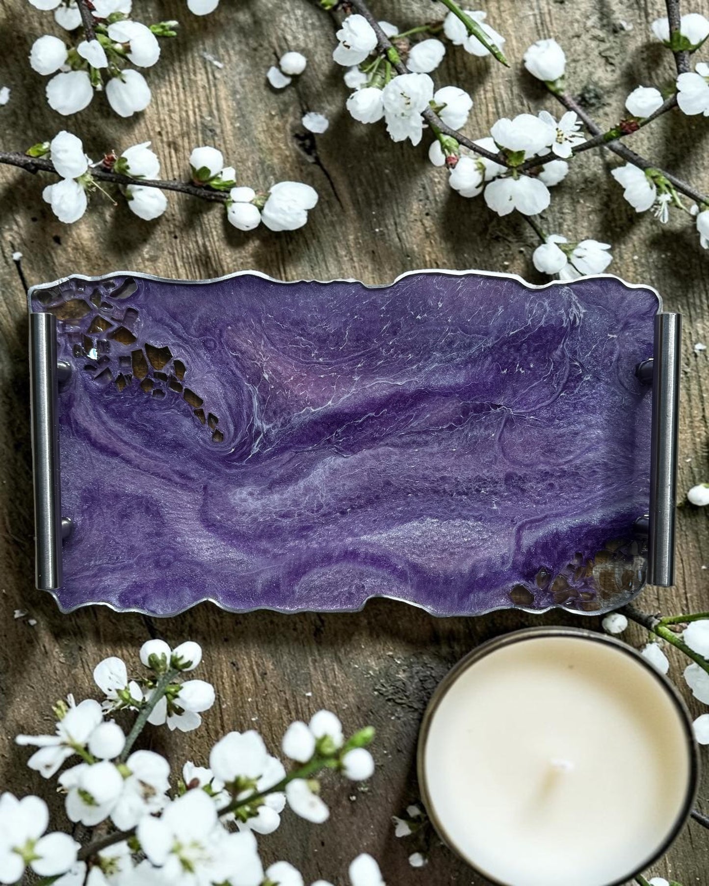 Purple tray handmade epoxy resin geode design