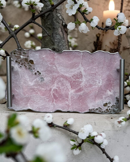 Light Pink tray handmade epoxy resin geode design