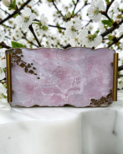 Light Pink tray handmade epoxy resin geode design