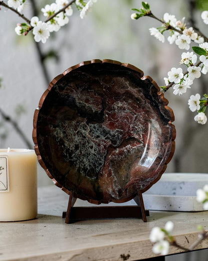Small Black, Bronze and Copper bowl, 8x2" geode design epoxy resin