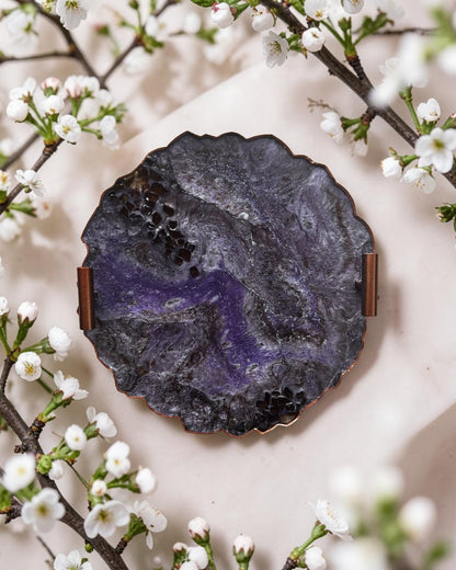Purple and Brown tray handmade epoxy resin geode design