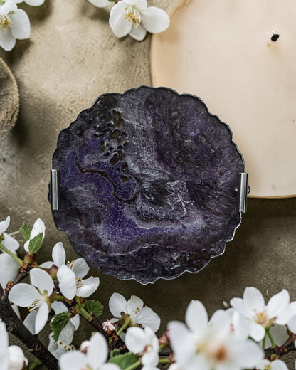 Purple and Brown tray handmade epoxy resin geode design