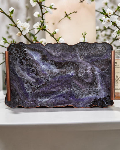 Purple and Brown tray handmade epoxy resin geode design