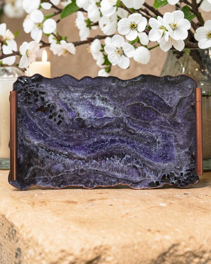 Purple and Brown tray handmade epoxy resin geode design