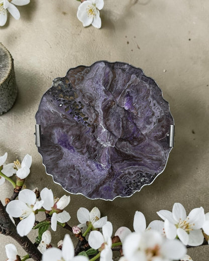 Purple and Brown tray handmade epoxy resin geode design