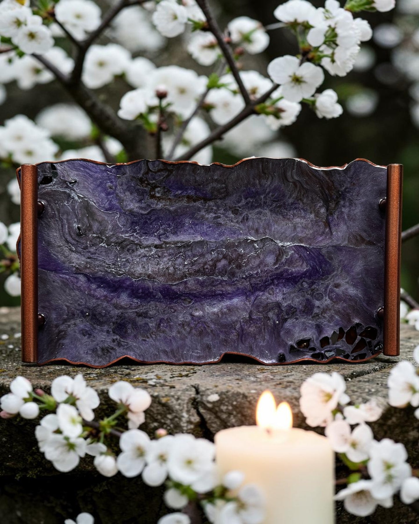 Purple and Brown tray handmade epoxy resin geode design