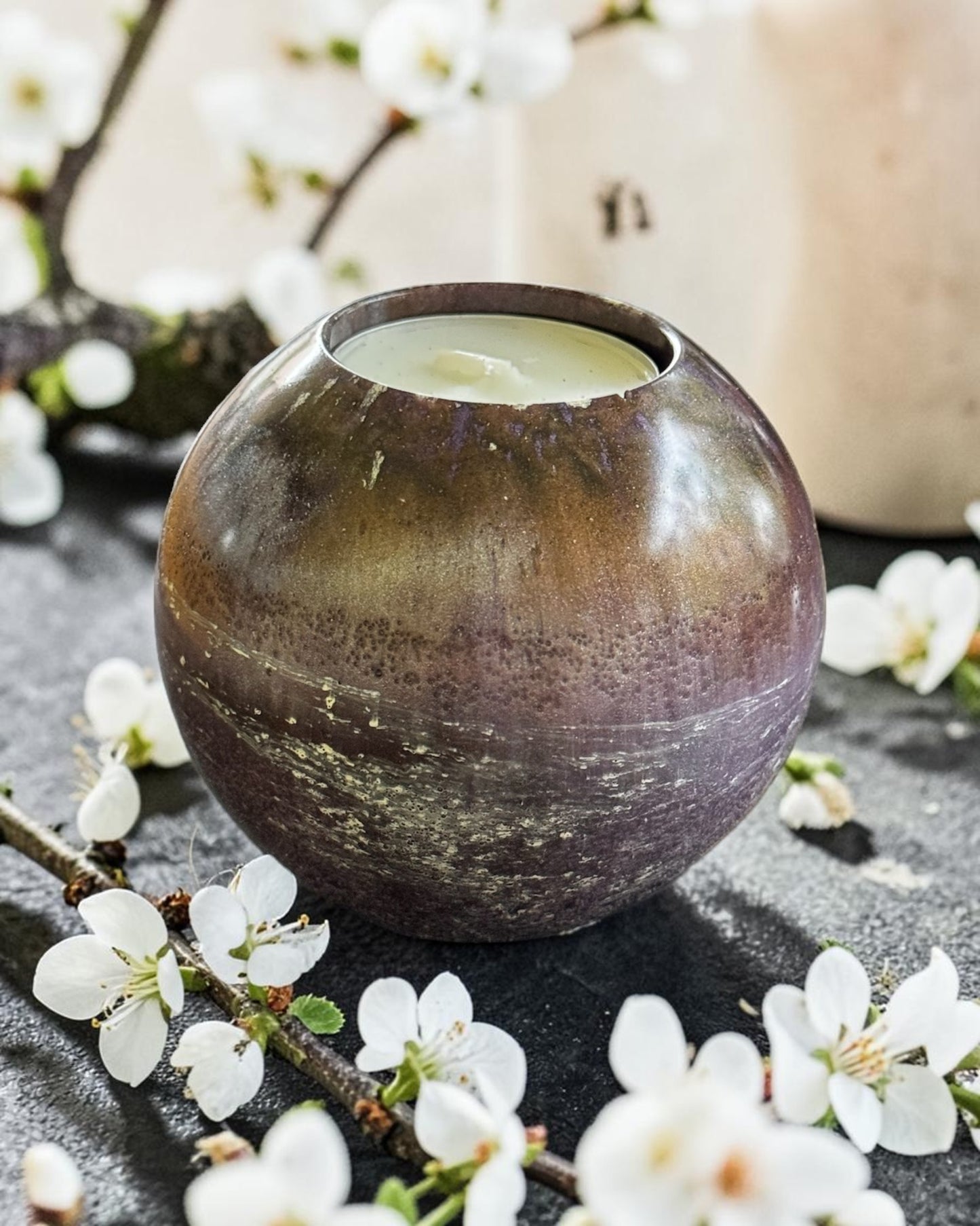 Purple and Brown set of 3 candle tealight holders with geode design epoxy resin