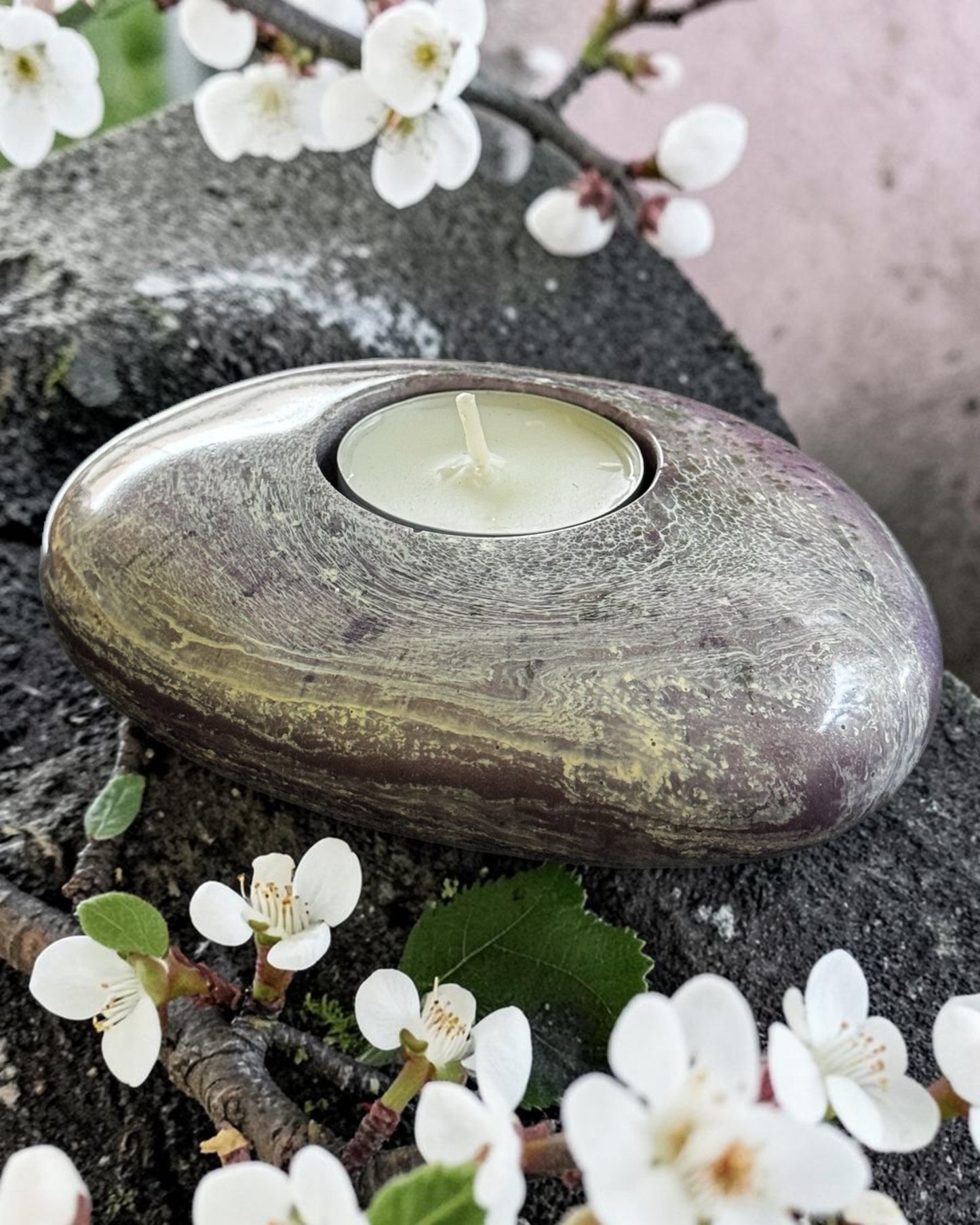 Purple and Brown set of 3 candle tealight holders with geode design epoxy resin