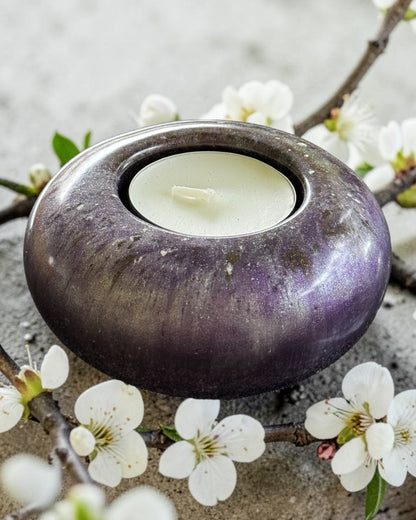 Purple and Brown set of 3 candle tealight holders with geode design epoxy resin