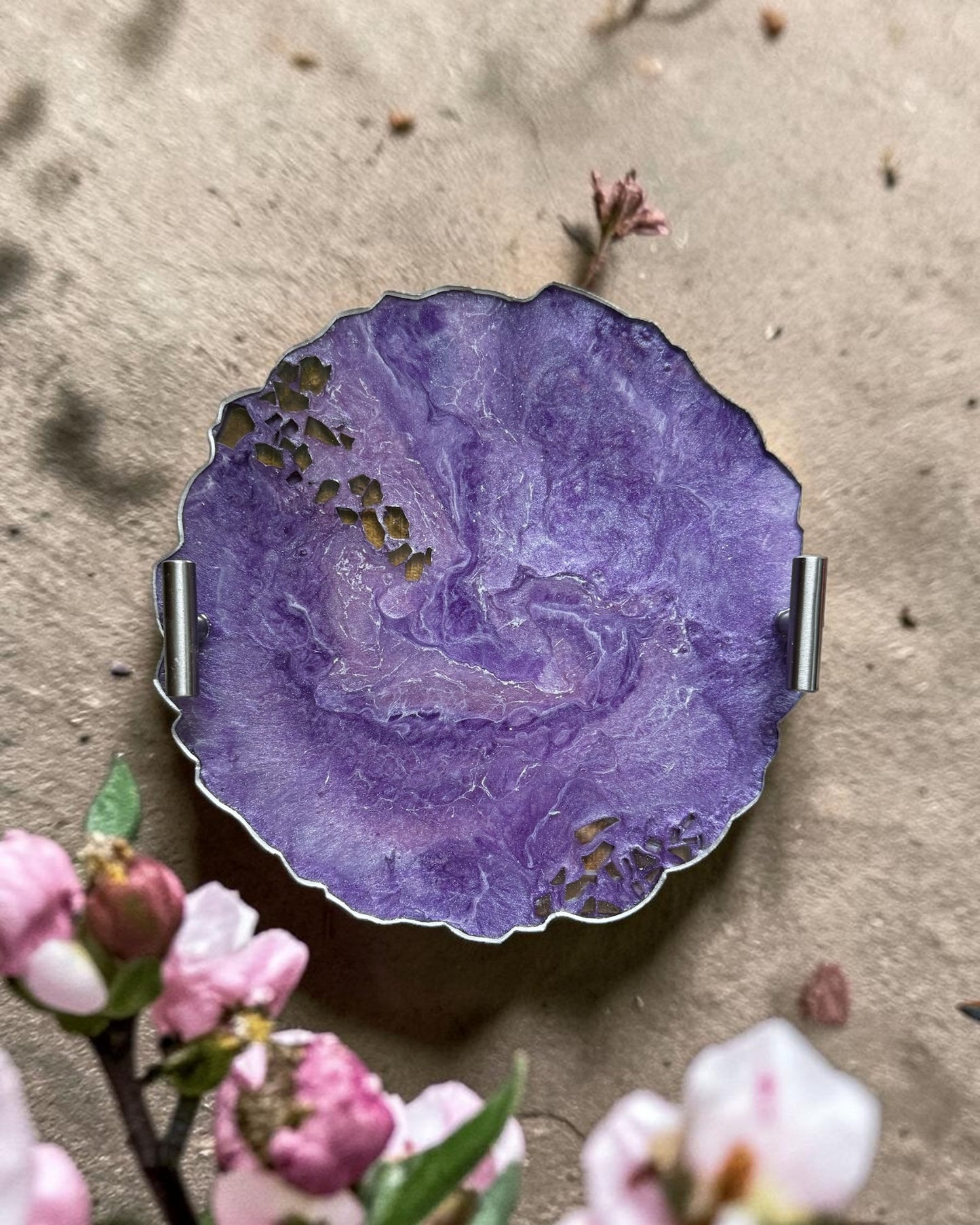Purple tray handmade epoxy resin geode design