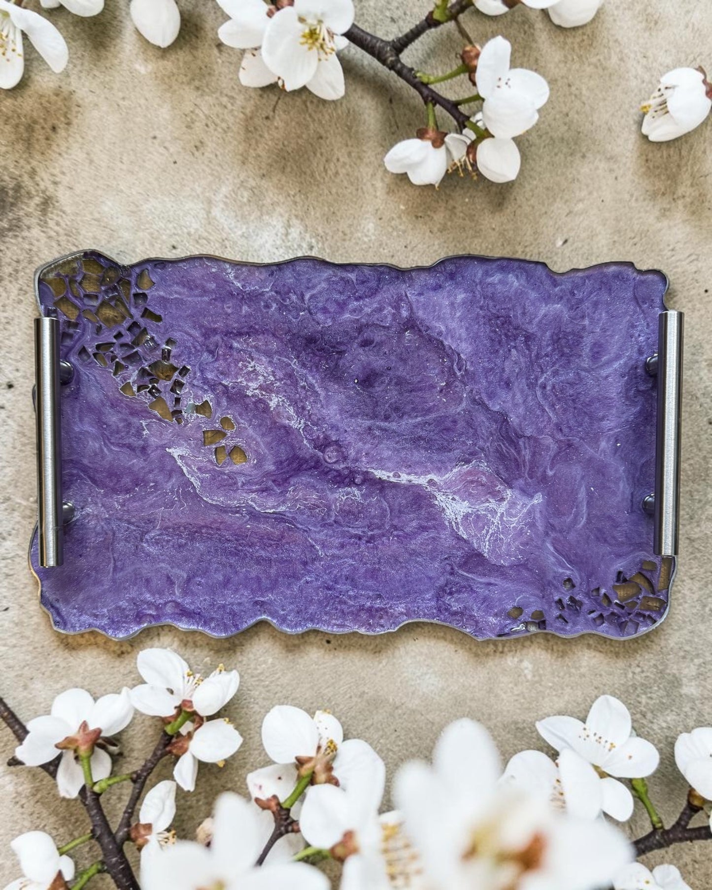 Purple tray handmade epoxy resin geode design