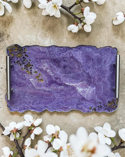 Purple tray handmade epoxy resin geode design