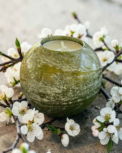 Olive Green set of 3 candle tealight holders with geode design epoxy resin
