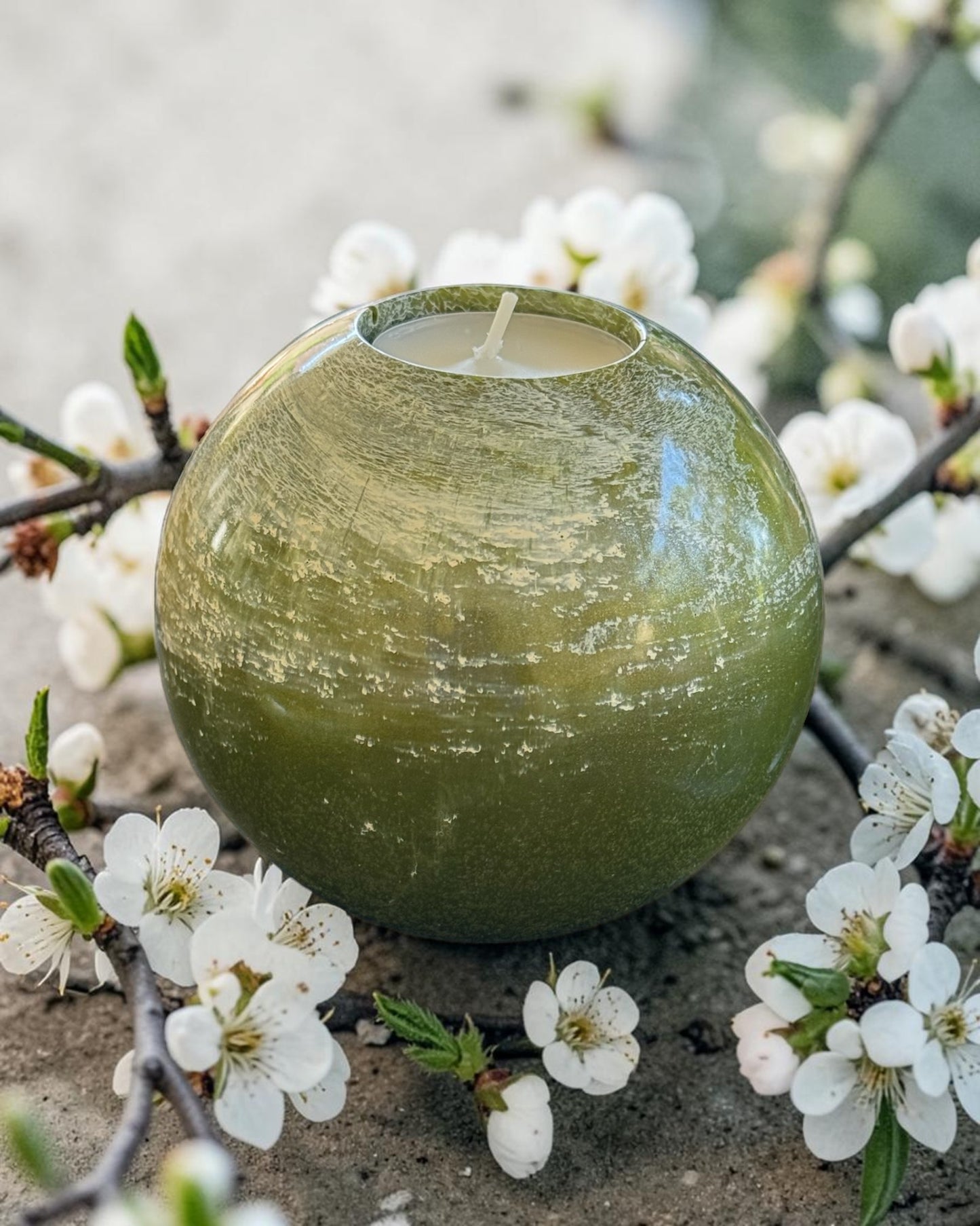 Olive Green set of 3 candle tealight holders with geode design epoxy resin