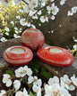 Red set of 3 candle tealight holders with geode design epoxy resin