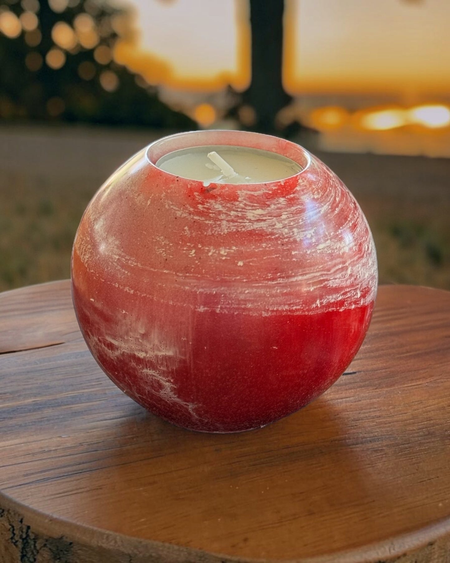 Red set of 3 candle tealight holders with geode design epoxy resin