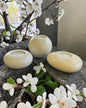 White set of 3 candle tealight holders with geode design epoxy resin