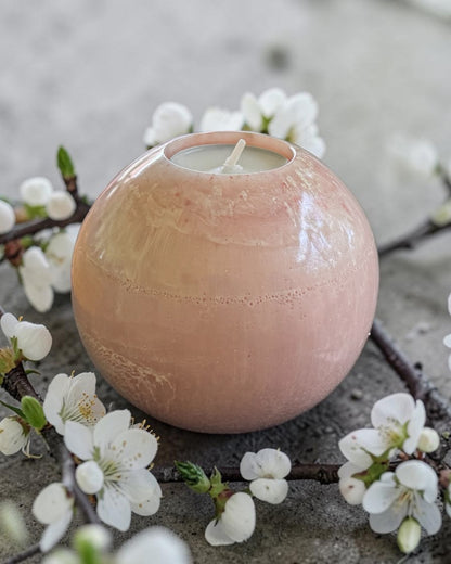 Light Pink set of 3 candle tealight holders with geode design epoxy resin