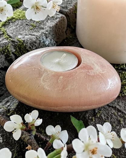 Light Pink set of 3 candle tealight holders with geode design epoxy resin